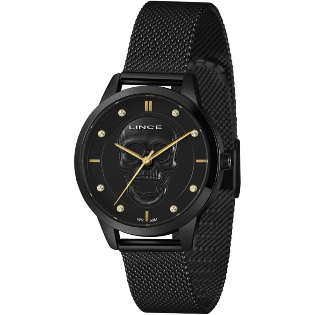 RELÓGIO LINCE FEMININO PRETO CAVEIRA LRN4809L36 P1PX em Oferta na Shopee