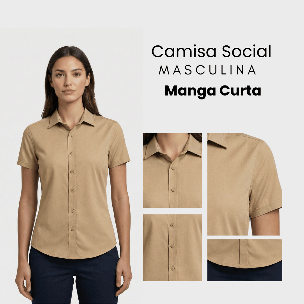 Camisa Social Feminina Manga Curta Microleve Premium Blusa Social Feminina com Elastano