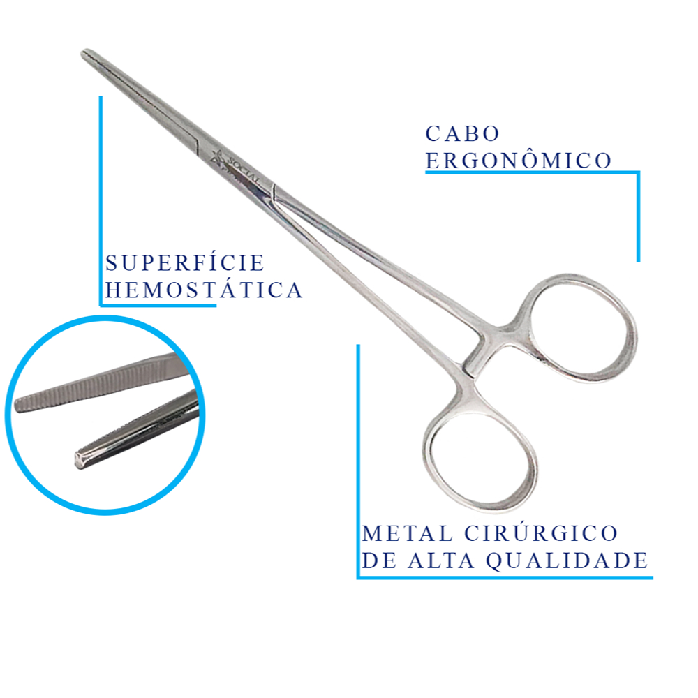 Pinça Kelly | Reta ou Curva | 14cm | 16cm | Aço Inoxidável | Social Instrumentos