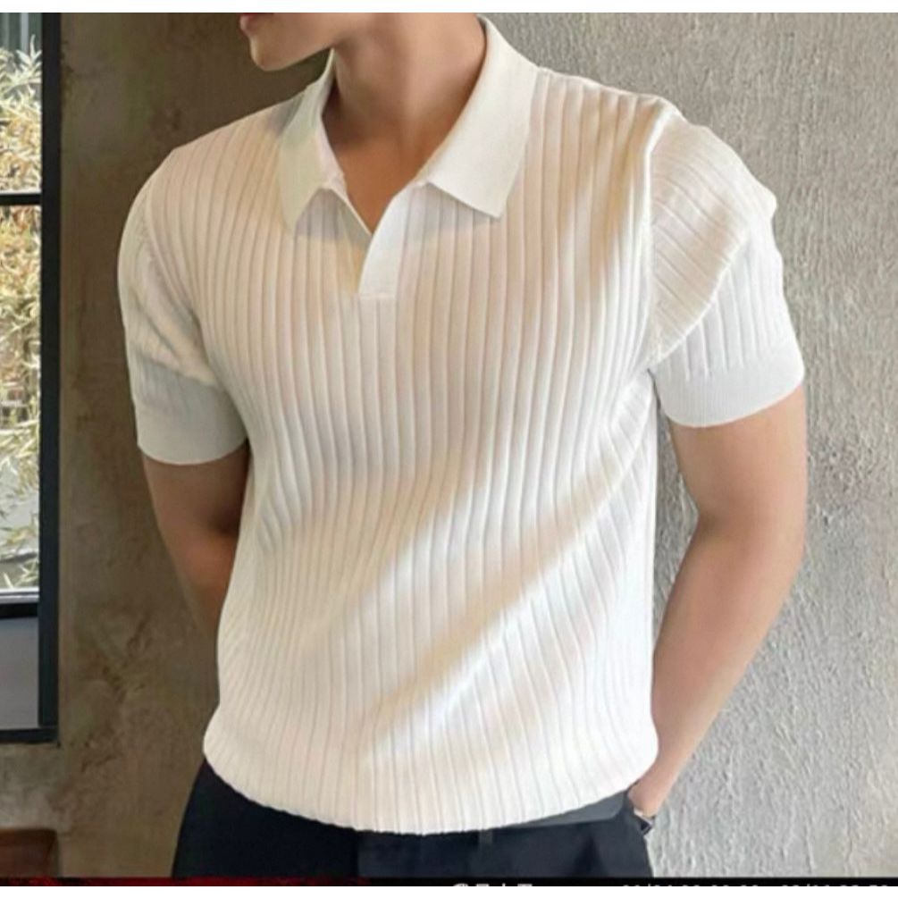 Camiseta Polo Masculina Canelada Premium Lisa – Estilo Casual Elegante, Conforto Leve