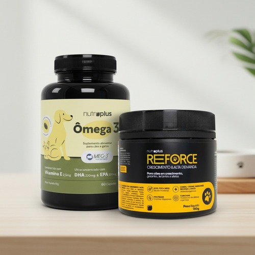 Kit Nutroplus: Suplemento Ômega 3 60 Caps + Suplemento Reforce Crescimento 180g