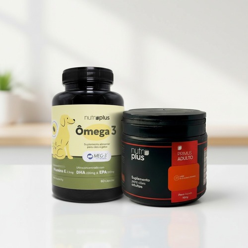 Kit Nutroplus: Suplemento Alimentar Ômega 3 60 Caps + Suplemento Natural P/ Cachorro Adulto 100g