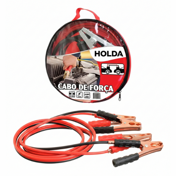 Cabo de Chupeta Automotivo 2,5m para Transmissão de Energia entre Baterias com Bolsa para Uso Diário Wassay
