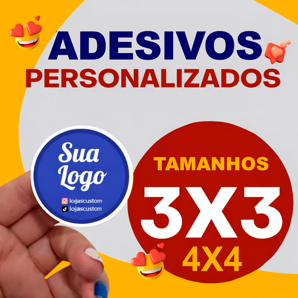 Etiquetas Adesivas 3x3, 4x4 Personalizados Com Recorte em Oferta na Shopee