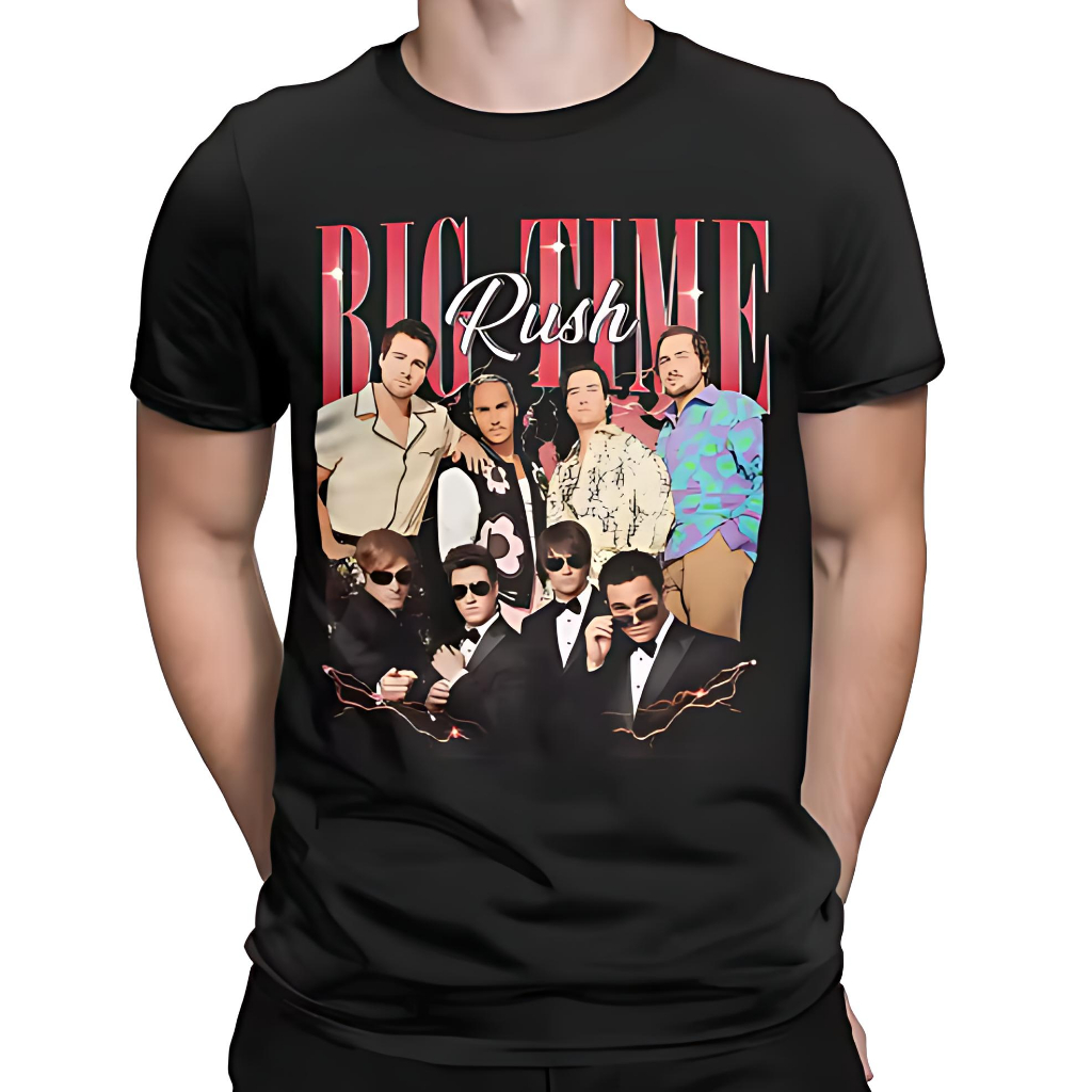Camiseta Big Time Rush Algodão Unissex Visual Pop Moderno em Oferta na Shopee