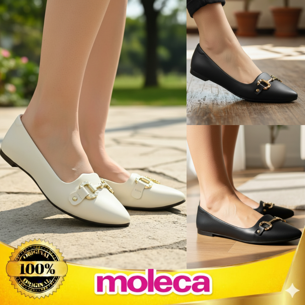 Sapatilha moleca Feminina Detalhe Dourado Bico Fino Macia Casual Original