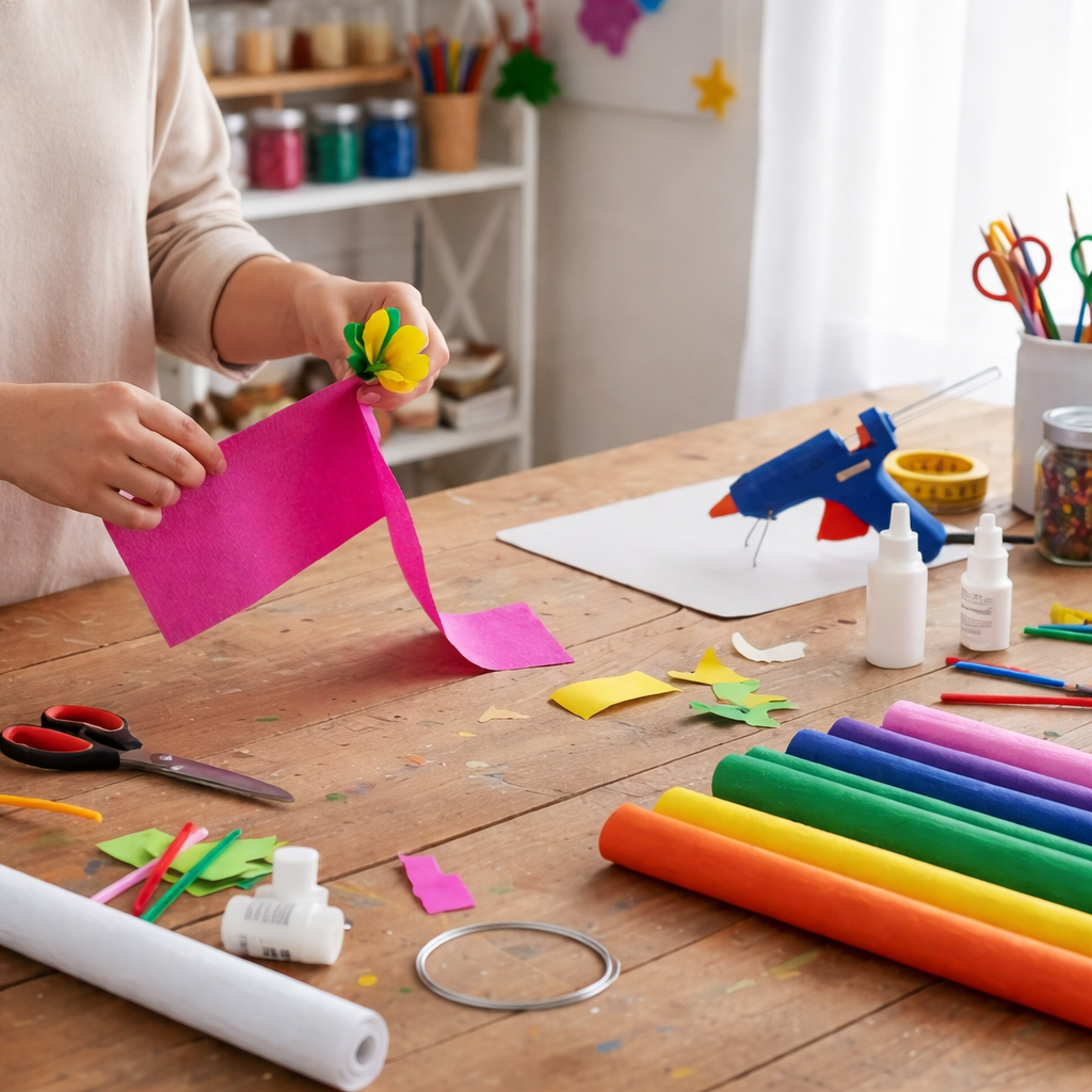 Papel Crepom Escolar Colorido Premium Kit 20 Folhas 48cm x 2mts Para Artesanato Decoração Festas Embrulho Presente