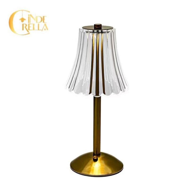 Luminária de Mesa Retrô Abajur Acrílico USB Recarregável LED Toque Dimerizável