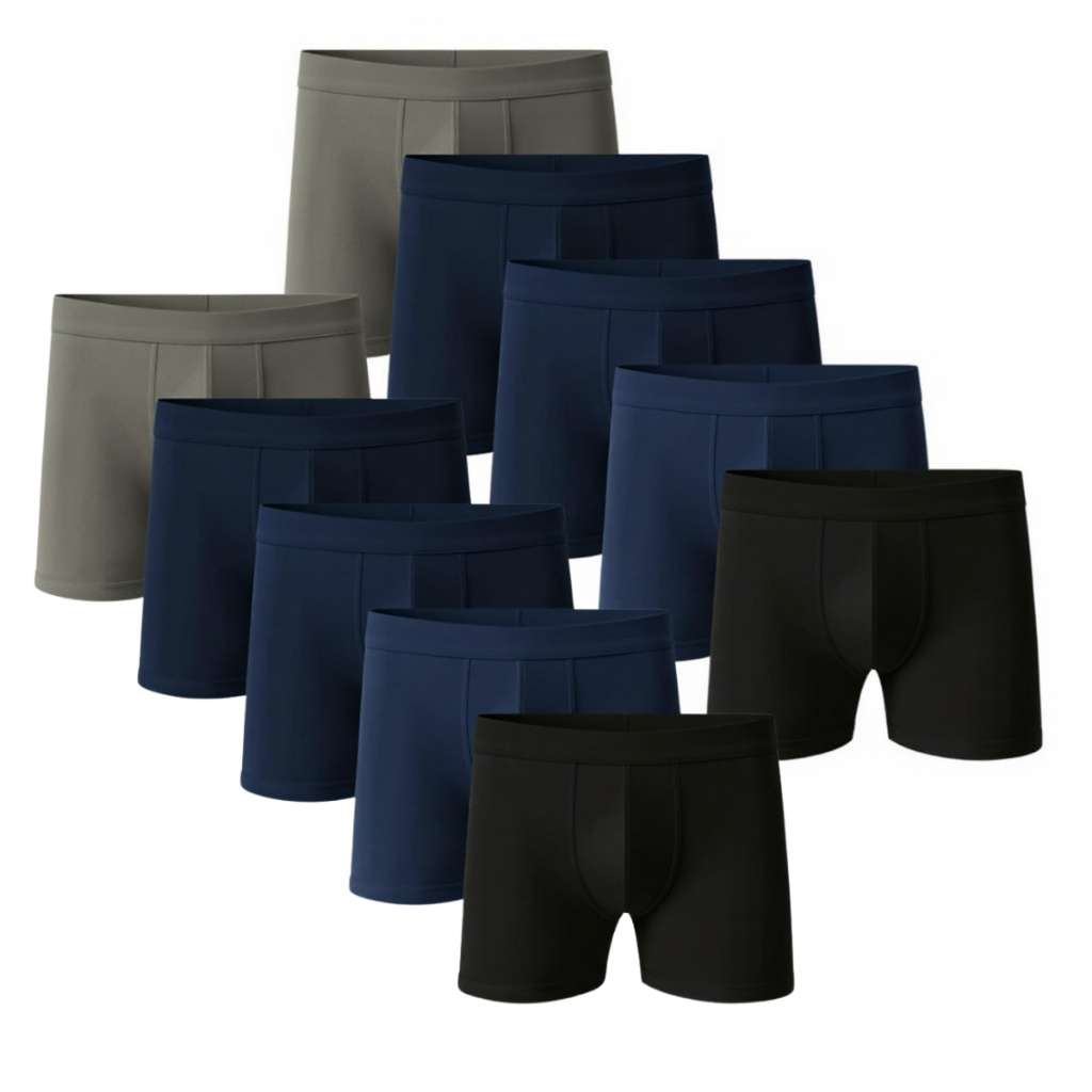 Kit Com 10 Cuecas Algodão Boxer Cotton Adulto Fábrica cores escuras forrada em Oferta na Shopee