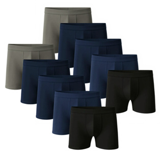 Kit Com 10 Cuecas Algodão Boxer Cotton Adulto Fábrica cores escuras forrada em Oferta na Shopee