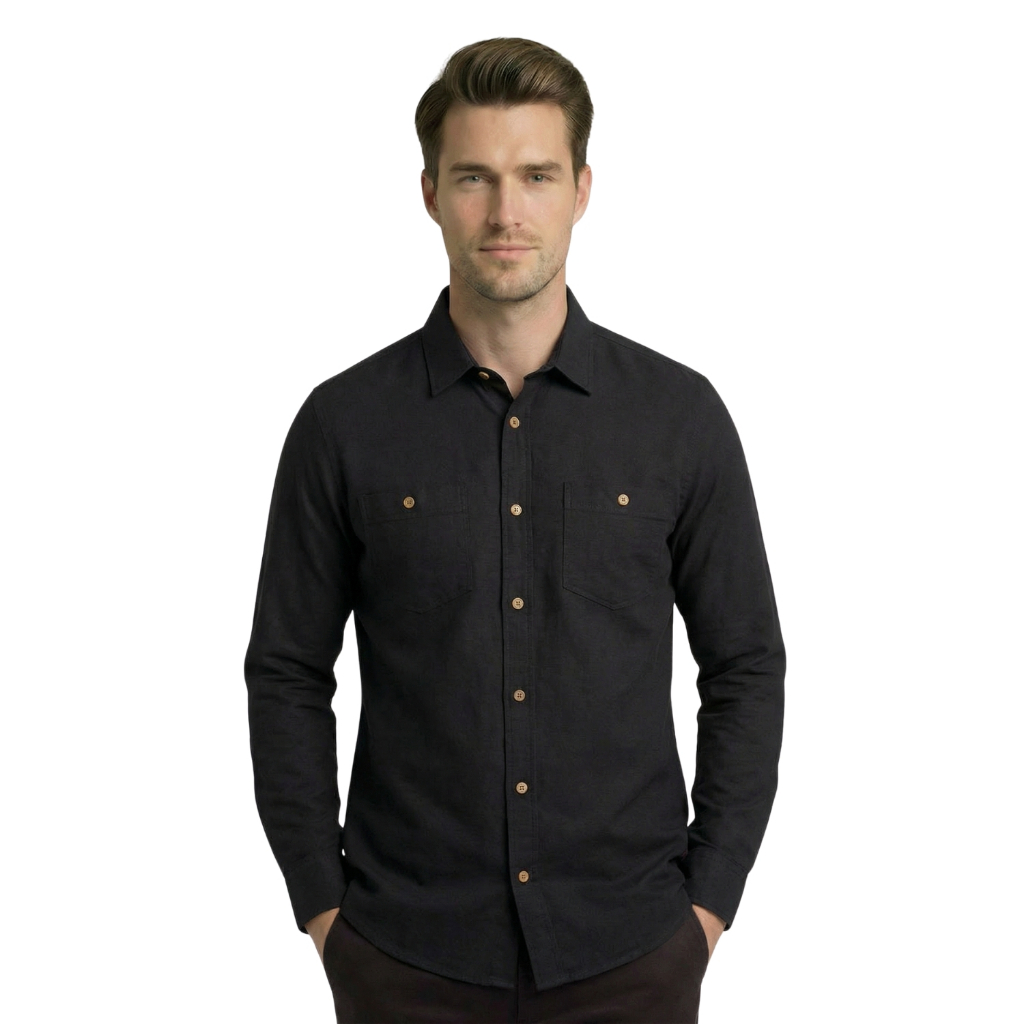 Camisa Estilo Linho Masculina Longa Social Slim Premium Luxo Elegante Casual Moderna Versatil Confortavel Leve