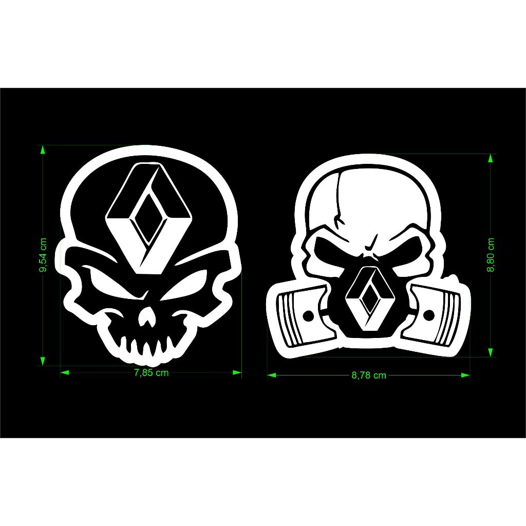 kit Adesivo para carro Caveira RENAULT Turbo Rebaixado Skull Colante