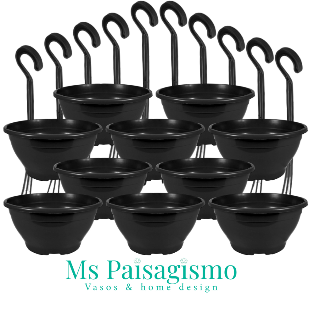 Kit 10 Vasos Cuia 21cm com Haste 43cm Resistente Ideal p/ Rosa do Deserto, Samambaia