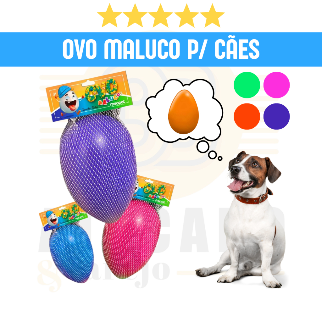 Brinquedo Mordedor para Cachorro Ovo Maluco Interativo Mec Pet Resistente P M G