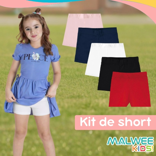 Short Infantil Básico Cotton Malwee Menina Algodão Usar Por Baixo Do Vestido – Escola em Oferta na Shopee