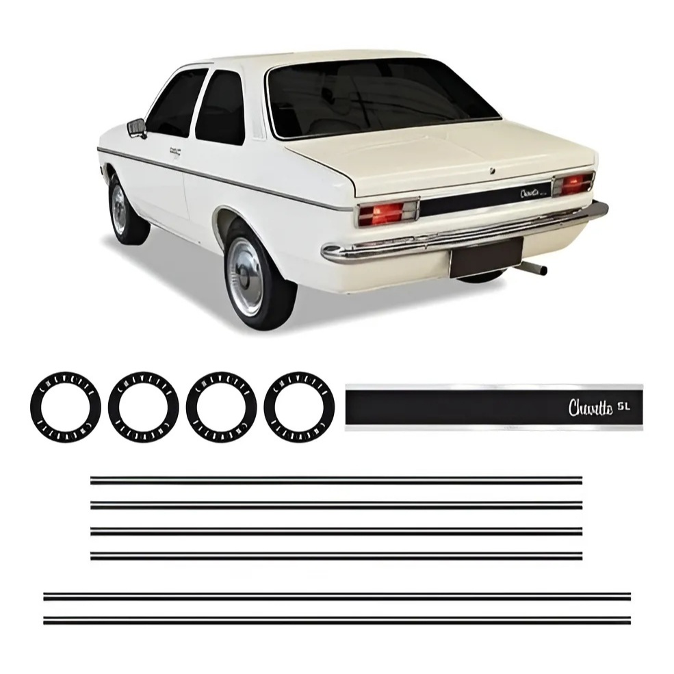 Kit Adesivos Faixas Filetes Duplos Lateral Chevette Tubarão