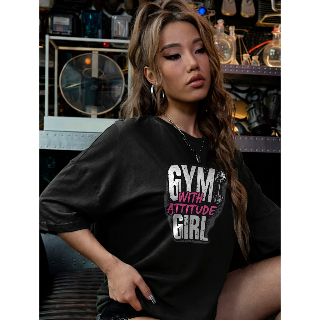 Camisa Camiseta Feminina Academia Treino Oversized T-shirt Caminhada 100% Algodão Treino Estilo Rua