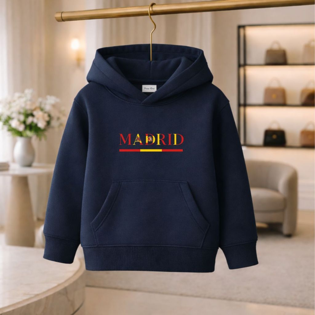 Blusa De Frio Moletom Infantil Masculino Suéter Madrid Blusão Estampado Madrid Meninos Estilosos