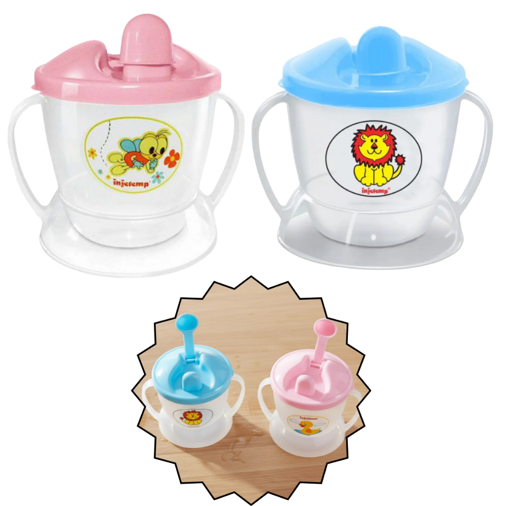 Copinho 240ml Infantil Para Sucos Bebidas Recreio Escolar Parque Azul Ou Rosa Não Vaza Injetemp