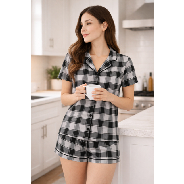 PIJAMA AMERICANO BOTÕES BLOGUEIRA em Oferta na Shopee