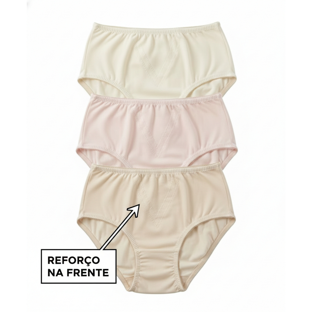 Kit 3 Calcinhas Tipo Calçola Cotton Cintura Alta Conforto Senhora em Oferta na Shopee
