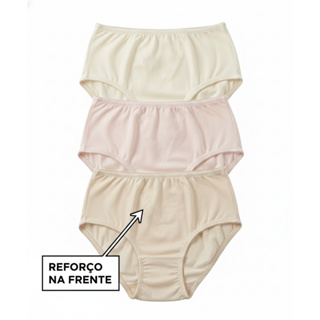 Kit 3 Calcinhas Tipo Calçola Cotton Cintura Alta Conforto Senhora em Oferta na Shopee