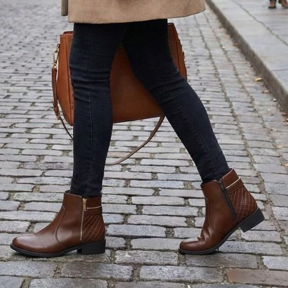 Bota Coturno Feminino Ziper Lateral Botinha Country Cano Curto Salto Baixo Calçado Confortavel e Macio na Promoção