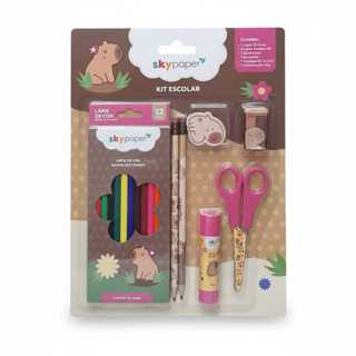 Kit Escolar Infantil Completo | Lápis de Cor, Tesoura, Cola e Acessório em Oferta na Shopee