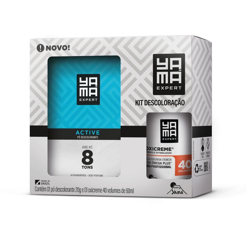 Kit Descolorante de Pelos Active 20g + Agua Oxigenada 40vol 60ml Yama