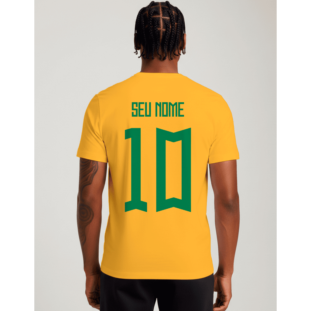 Camiseta Masculino e Feminina Do Brasil Com seu nome Atrás Camisa Personalizada Roupas Copa