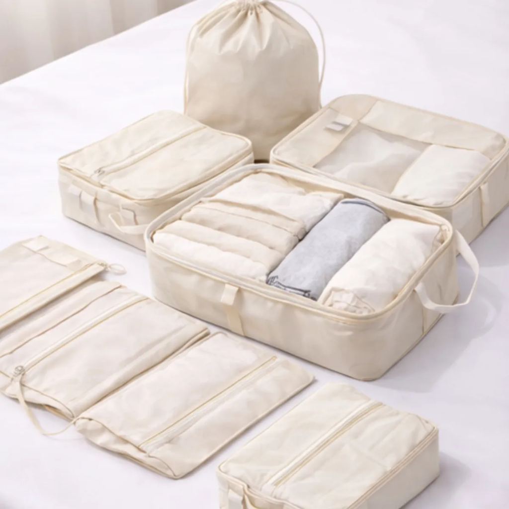 Kit 8 Pecas Bolsa Organizadoras Para Mala Roupas Bagagem Viagem