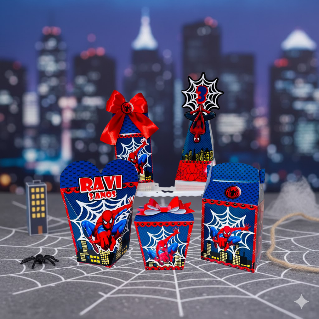Kit Caixas Personalizados Homem Aranha | Lembrancinhas | Festa Infantil | Aniversário | Festa
