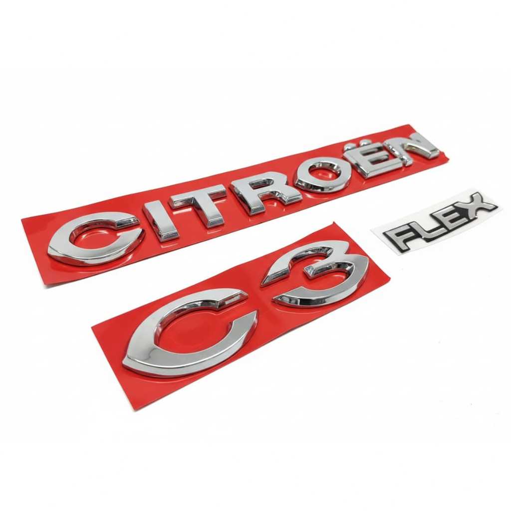 Emblemas Citroen C3 Flex Cromado kit letras Traseiro Até 2012