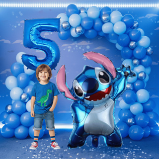Kit Arco Balões Tema Stitch + Balão Número Idade + Stitch Corpo Grande Aniversário em Oferta na Shopee