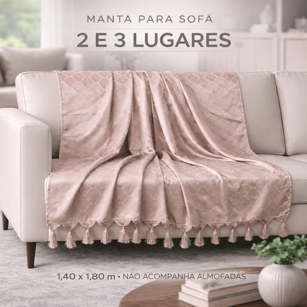 Manta para Sofá 2 e 3 Lugares 1,40x1,80 | Decorativa Jacquard