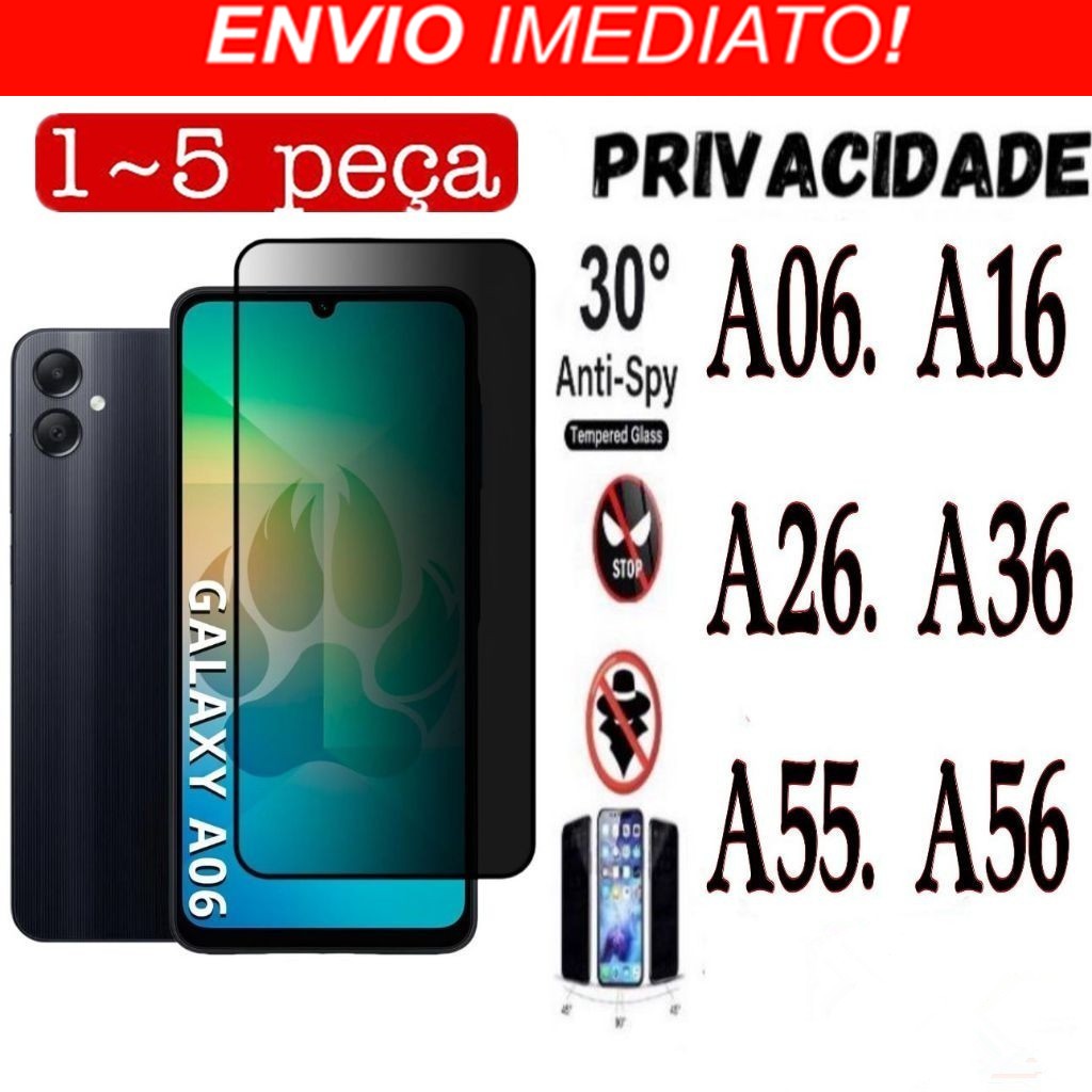 Película Privacidade 3D Anti Spy Samsung A06 A16 A26 A36 A55 A56