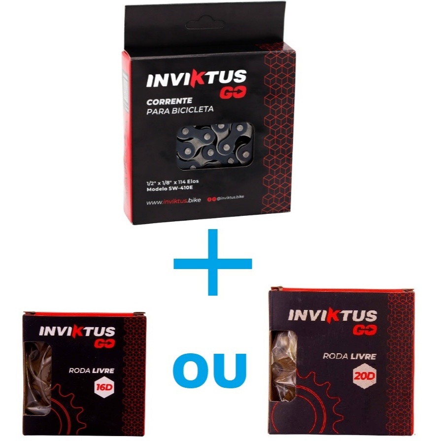 KIT TRANSMISSÃO CORRENTE GROSSA  + CATRACA RODA LIVRE COMUM P/ BIKE SEM MARCHAS