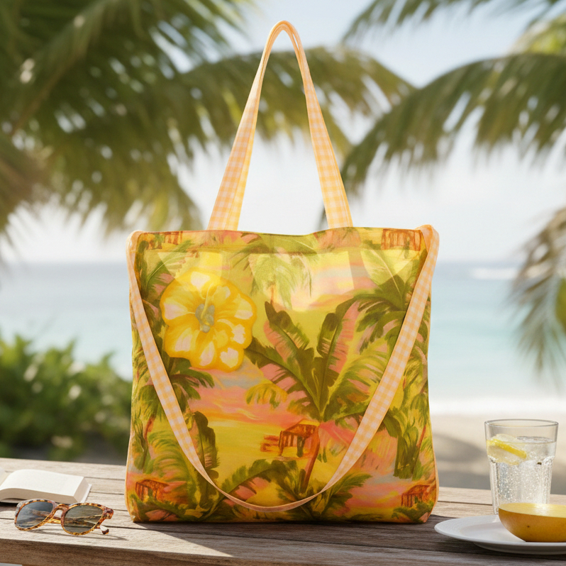 Bolsa Sacola Praiana Dobrável Com Niqueleira Farm Rio Original Alças Transversal Tropical Praia