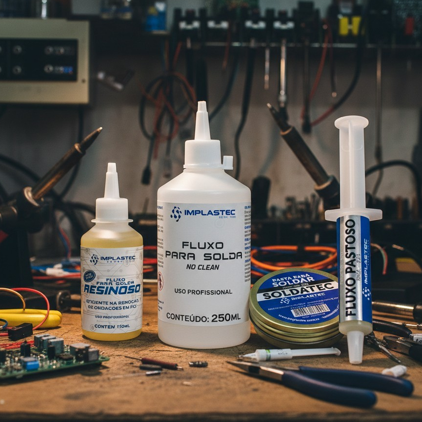 Kit Solda Fluxo Resinoso 110ml + Pasta Soldar Soldatec 50g + Fluxo Pastoso 10g + Fluxo Solda 250ml em Oferta na Shopee