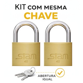 Kit Cadeado 40mm Stam Mesmo Segredo Mesma Chave em Oferta na Shopee