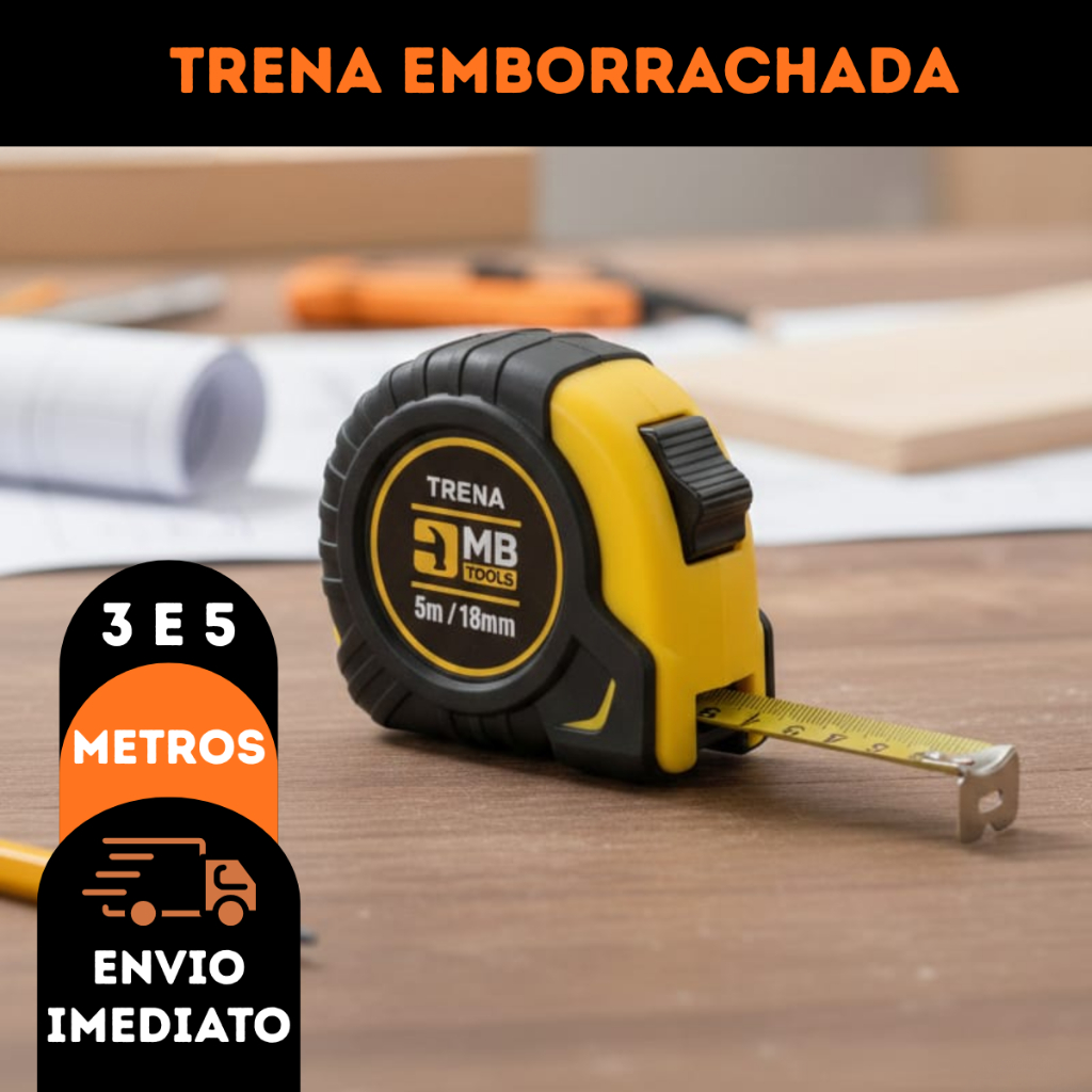 Trena Métrica 5 Metros Emborrachada com Fita de Aço e Trava em Oferta na Shopee