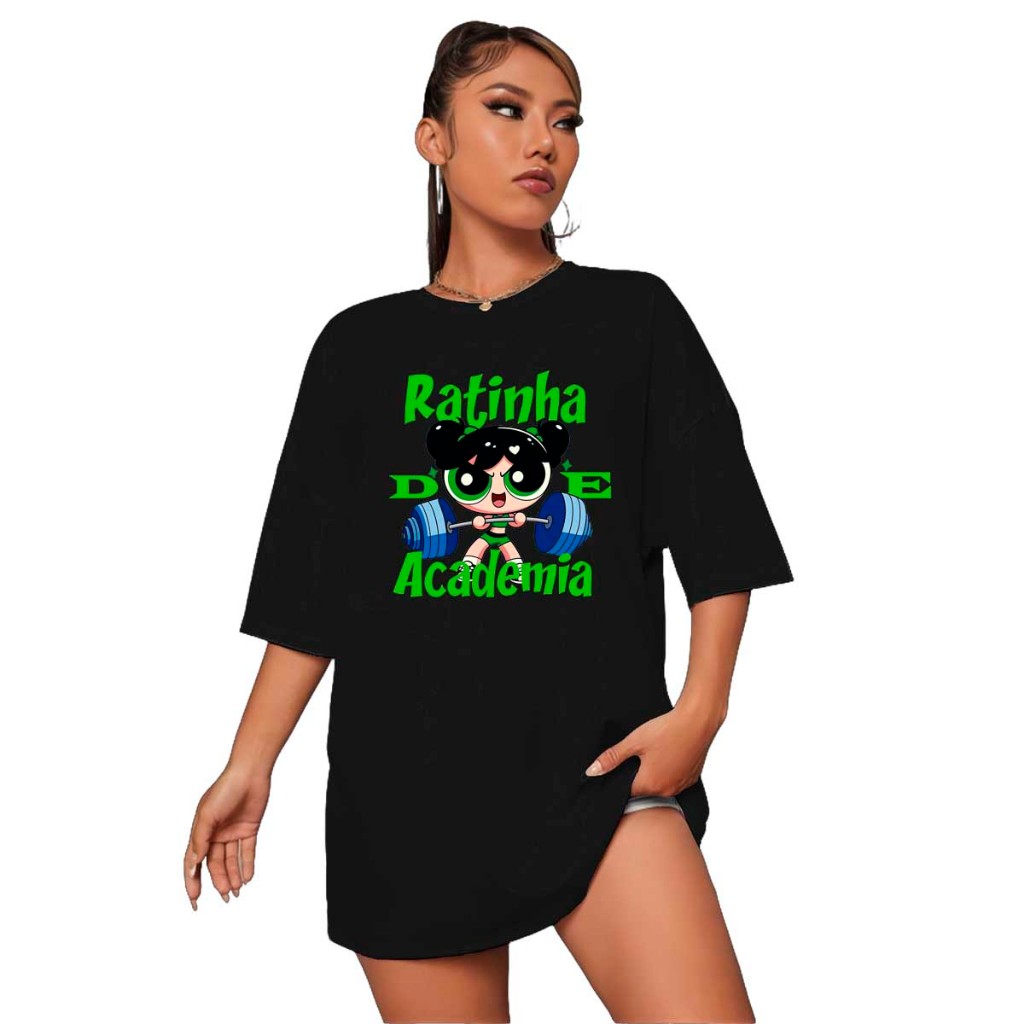 Camisa Oversized Drip 100% Algodão Confortavél Streetwear Ratinha De Academia Docinho Gym Treino Maromba Mulheres