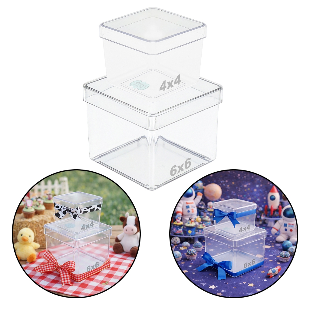 KIT Caixa acrilica 4x4+6x6 para lembrancinha, artesanatos e personalização. em Oferta na Shopee