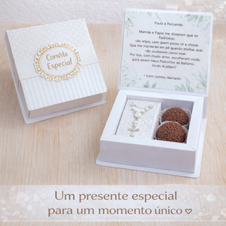 Caixa Convite de batismo, com mini terço em Oferta na Shopee