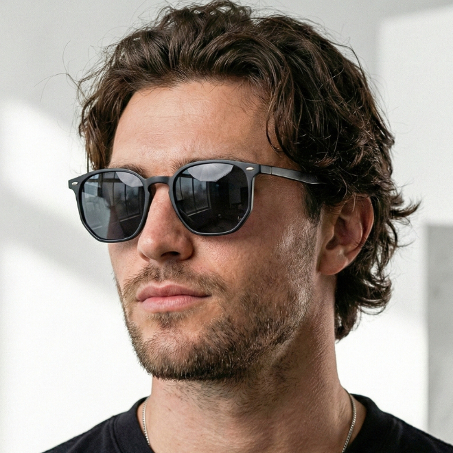 Óculos de Sol Tulum Preto Fosco Hexagonal Premium Flexível Retrô Oldstyle uv400 Feminino Masculino em Oferta na Shopee