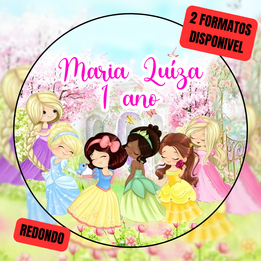 Kit Etiquetas Adesivas Princesas Cute -Lembrancinha- Mimo- Decoracao personalizado Adesivo Aniversário Infantil