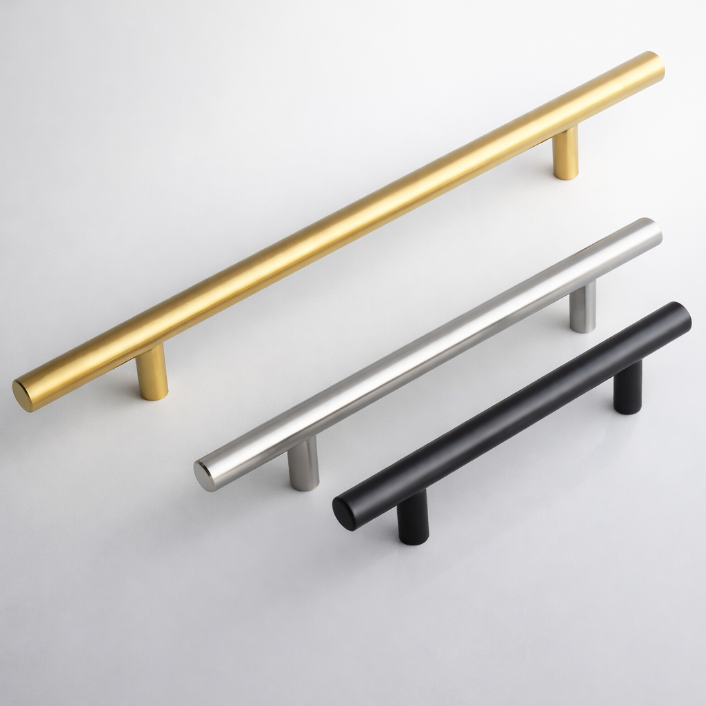 Puxador de Gaveta Móveis Armário Dourado ou Preto Fosco Aço Inox Redondo Haste
