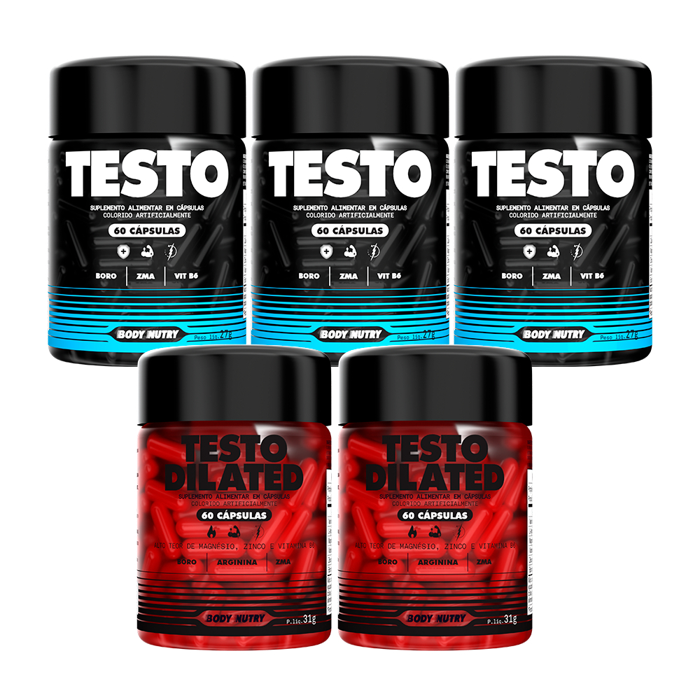 Kit Suplemento - 3x Testo + 2x Testo Dilated c/ ARGININA - Body Nutry 60 cáps em Oferta na Shopee