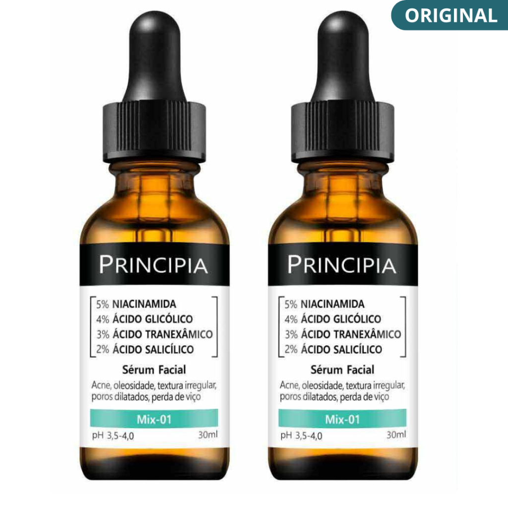 KIT1/4 Sérum Principia Mix-01： Niacinamida，Ácido Glicólico e Tranexâmico  | Reduz poros e oleosidade, clareia manchas