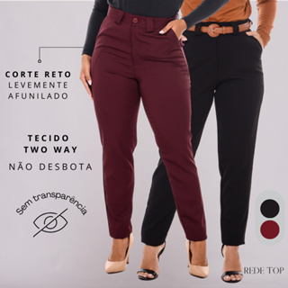 Calça Social Feminina Uniforme Cintura Alta Skinny Alfaiataria Com Bolsos e Passantes em Oferta na Shopee